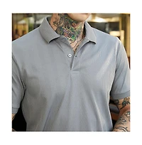 Campus Sutra Men's Coin Grey Ribbed -Tactile Polo T-Shirt