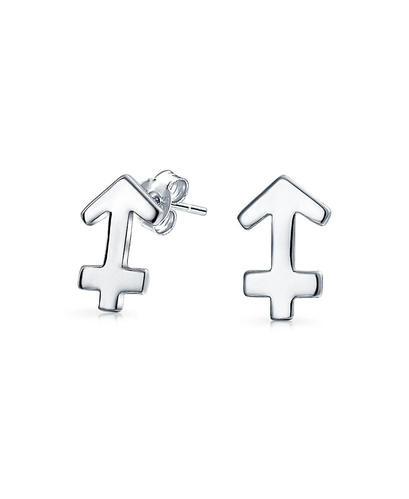 Bling Jewelry Tiny Simple Sagittarius Astrology Horoscope Zodiac Stud Earrings .925 Sterling Silver