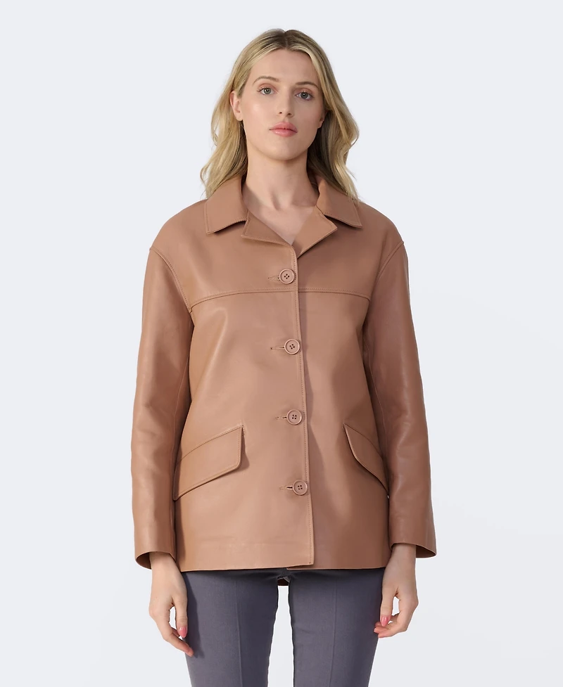 Furniq Uk Women's Relaxed Leather Jacket