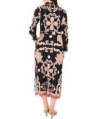 Vince Camuto Women's Paisley Tie-Waist Maxi Shirtdress