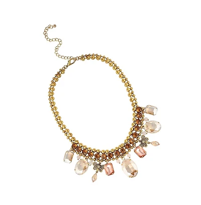 Sohi Gold-Plated Crystal Statement Necklace