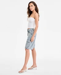 Bar Iii Women's Denim Cargo Shorts, Exclusively at Macy's