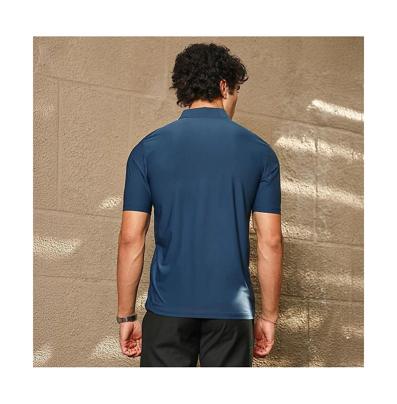 Campus Sutra Men's Navy Blue Seamless Solid Polo T-Shirt