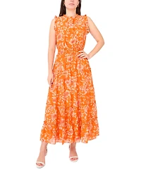 Sam & Jess Petite Ruffle-Neck Smocked-Waist Maxi Dress