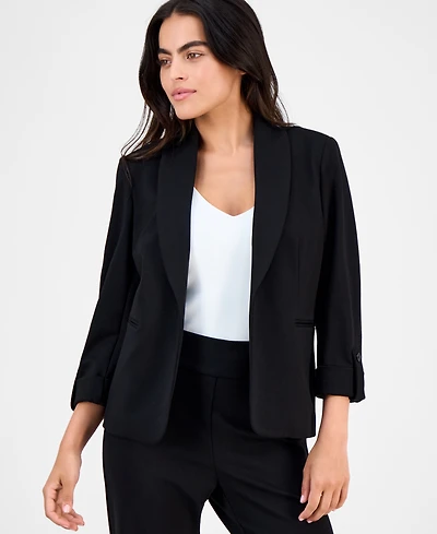 Ak Anne Klein Petite Shawl-Collar Open-Front Jacket
