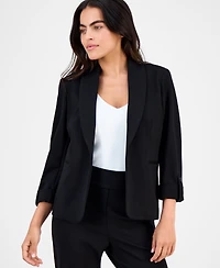 Ak Anne Klein Petite Shawl-Collar Open-Front Jacket