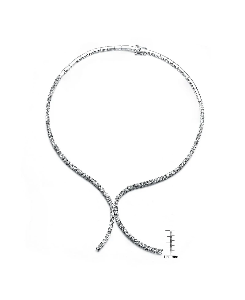 Sterling Silver White Gold Plated Cubic Zirconia Double Tennis Necklace