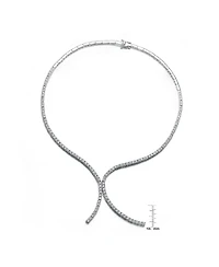 Sterling Silver White Gold Plated Cubic Zirconia Double Tennis Necklace