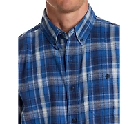 Weatherproof Vintage Men's Long Sleeve Button-Down Burnout Plaid Flannel Shirt