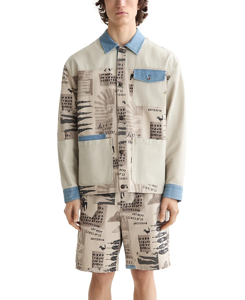 Scotch & Soda Men's Printed Colorblocked Shirt