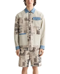 Scotch & Soda Men's Printed Colorblocked Shirt