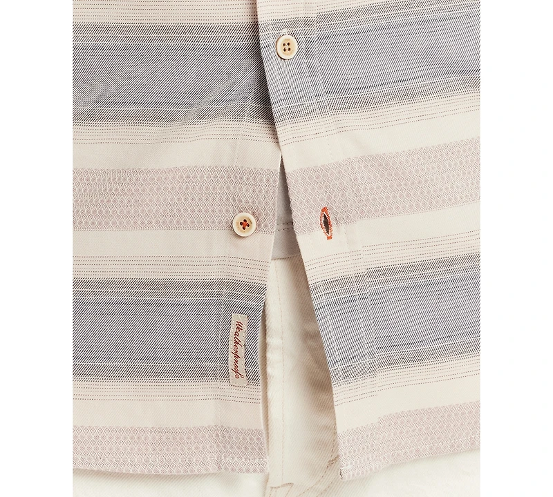 Weatherproof Vintage Men's Short Sleeve Burnout Striped Button-Front Shirt