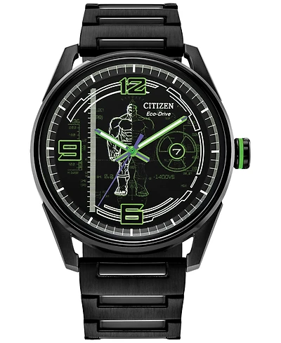 Citizen Eco-Drive Men's Marvel Hulk Green Goliath Black-Tone Stainless Steel Bracelet Watch 42mm