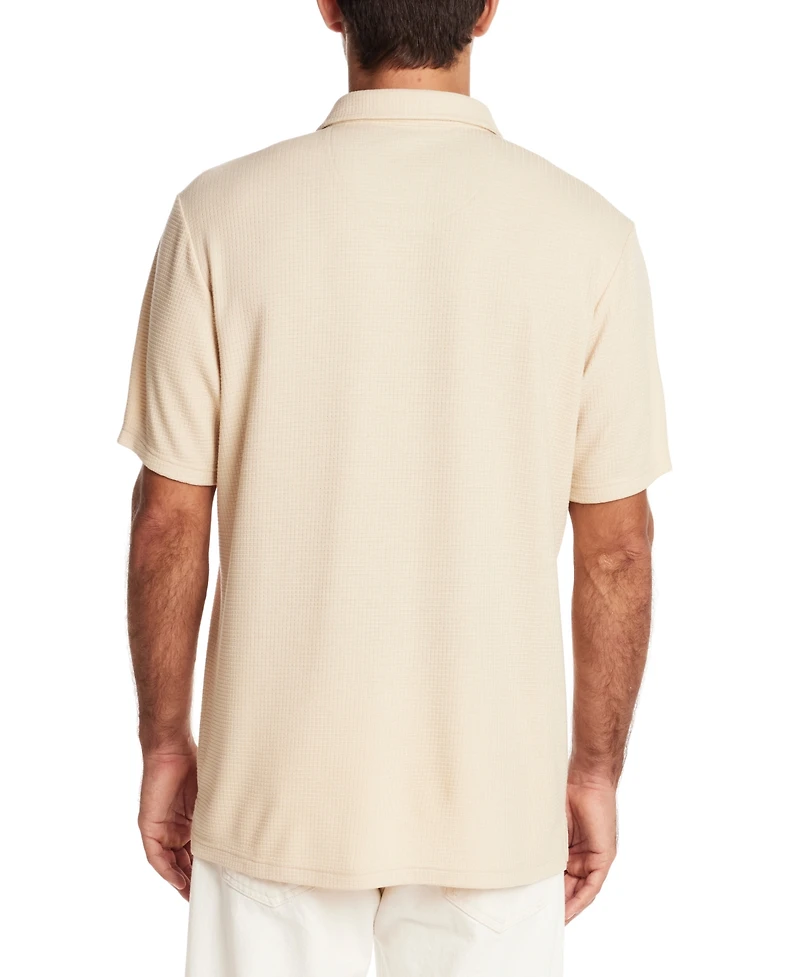 Weatherproof Vintage Men's Short Sleeve Waffle-Knit Button-Front Shirt