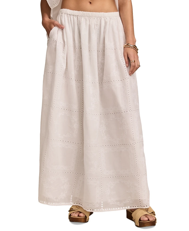 Lucky Brand Women's Embroidered Breezy Eyelet Maxi Skirt