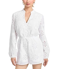 Guess Women's Hazel Embroidered Long-Sleeve Romper