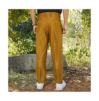 Campus Sutra Men's Mustard Yellow Corduroy Tailored Trousers