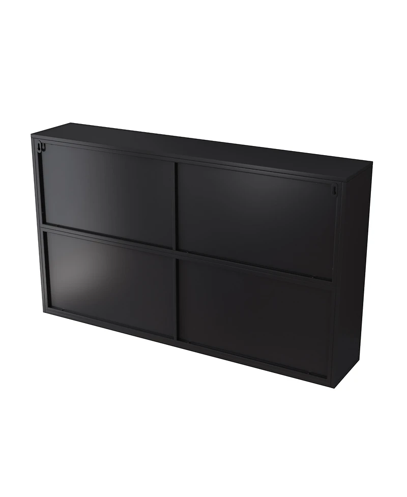 Streamdale Four-door Glass Storage Cabinet (Black)