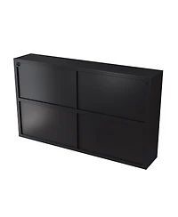 Streamdale Four-door Glass Storage Cabinet (Black)