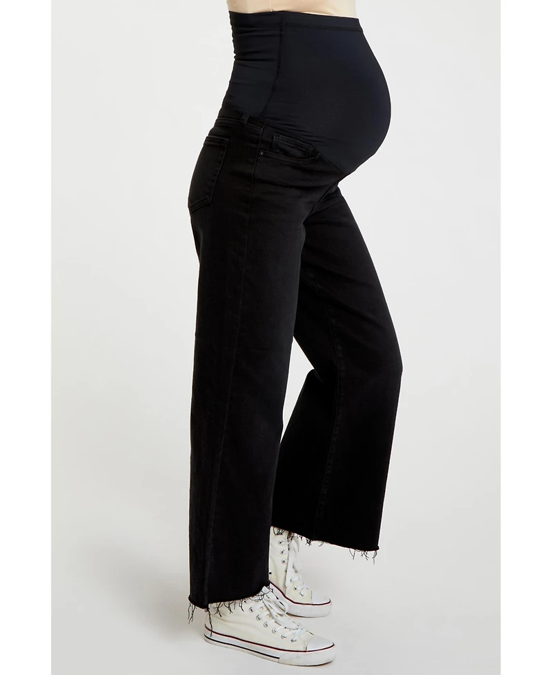 Pinkblush Maternity Black Wide Leg Raw Hem Jeans