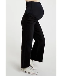 Pinkblush Maternity Black Wide Leg Raw Hem Jeans