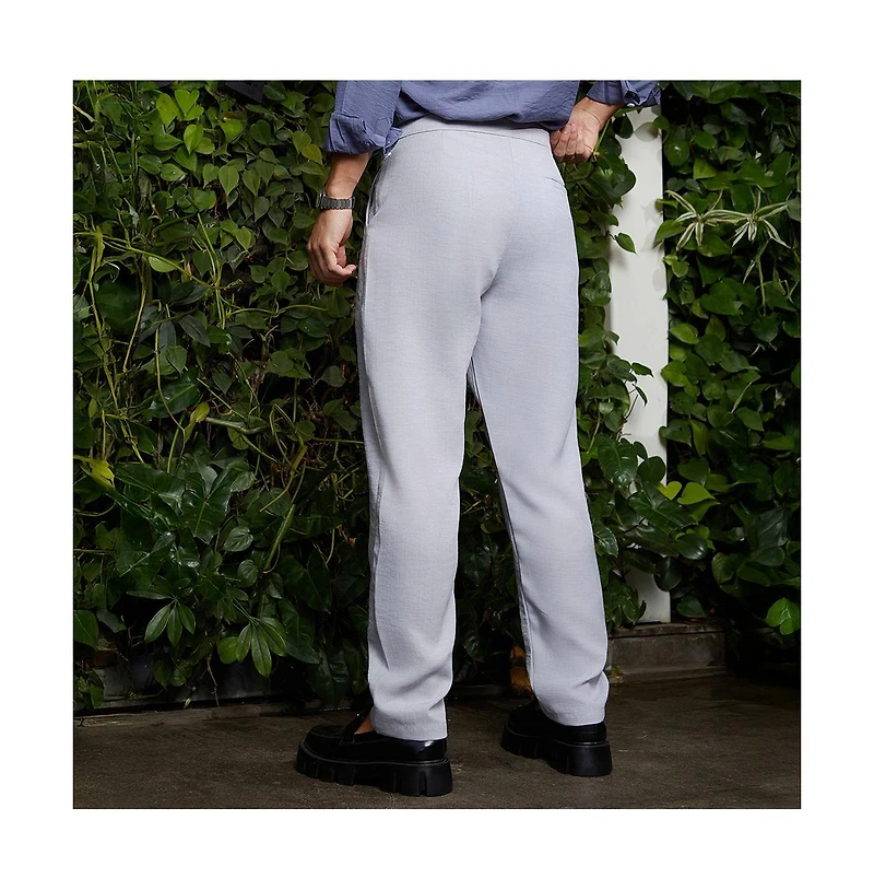 Campus Sutra Men's Cloud Grey Pleated Tailored Trousers