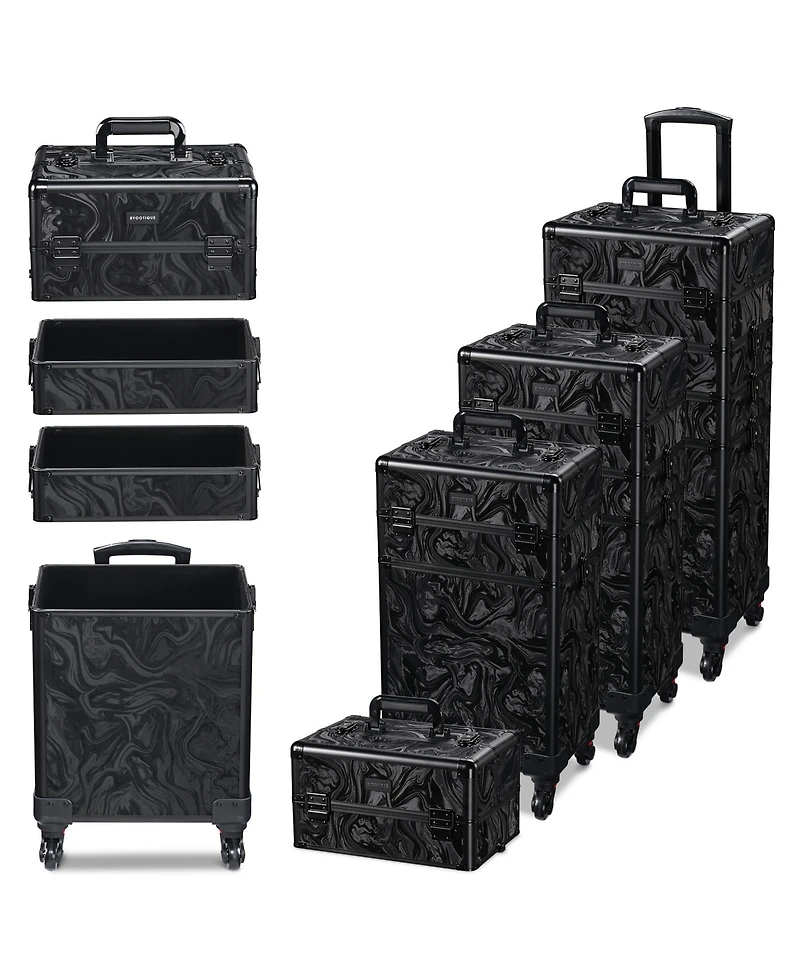 Byootique 3-Piece Makeup Train Cases Cosmetic Organizer Kit Wheel Cb Dusk