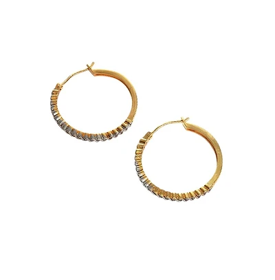 Sohi Gold-Plated Crystal Hoop Earrings