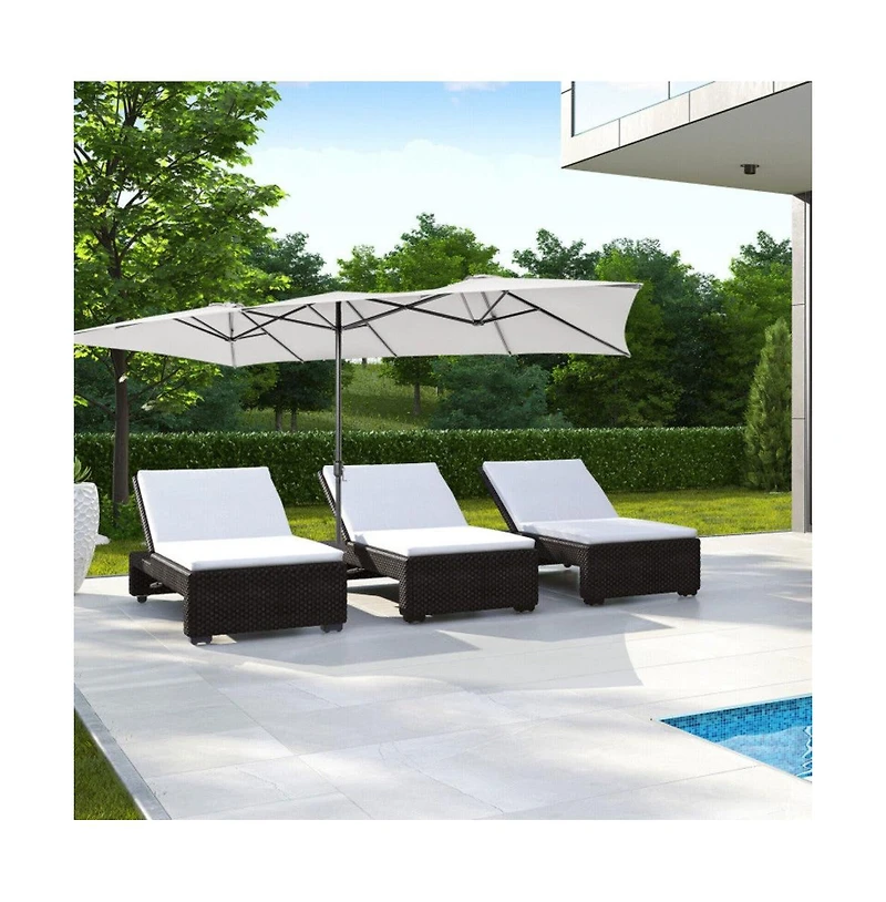 15 Feet Double-Sized Patio Umbrella with Crank Handle and Vented Tops