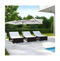 15 Feet Double-Sized Patio Umbrella with Crank Handle and Vented Tops