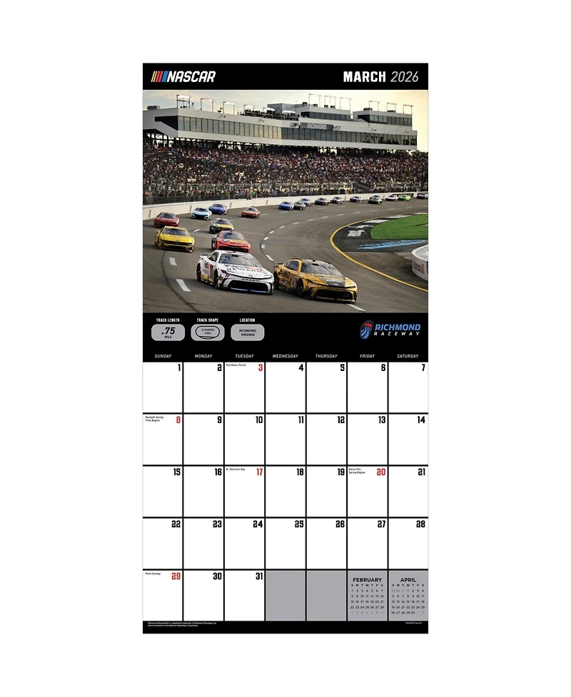 2026 Nascar Tracks Wall Calendar