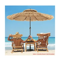 9 Feet Solar Powered Thatched Tiki Patio Umbrella with Led Lights.