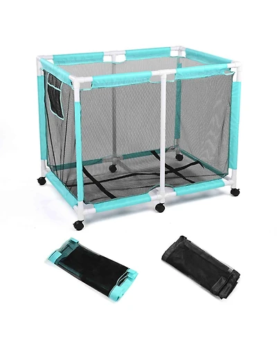 Yescom Mesh Pool Storage Bin Extra Large Pvc Framed Waterproof 6 Wheels with Black Net Cover Replacement