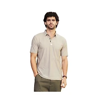 Campus Sutra Men's Sand Beige Seamless Waffle Polo T-Shirt