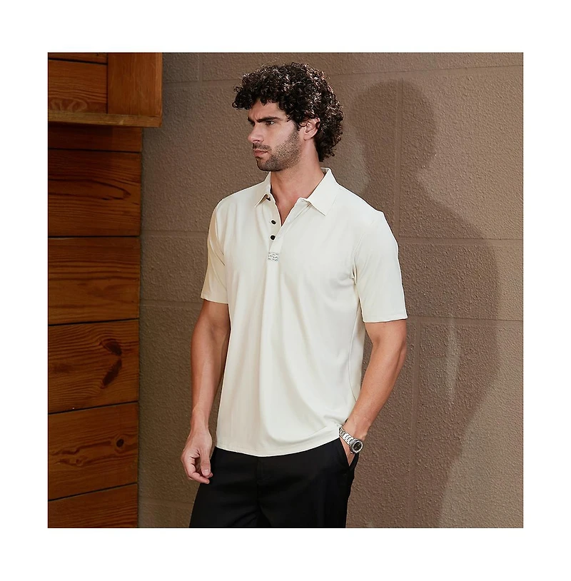 Campus Sutra Men's Off-White Seamless Waffle Polo T-Shirt