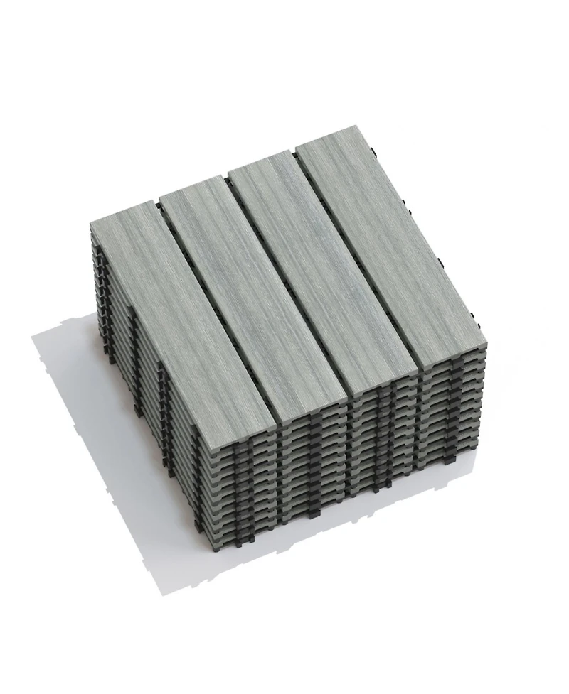 Wpc Patio Deck Tiles - 22 Pack, Interlocking
