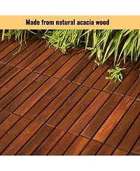 30-Piece Acacia Wood Deck Tiles - 12" x 12" Striped