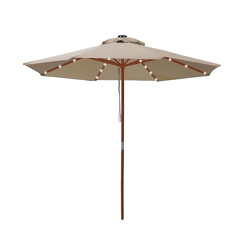 40 Led Solar String Light Cool White Fit for 8-Rib 8ft 9ft Wooden Outdoor Patio Umbrella