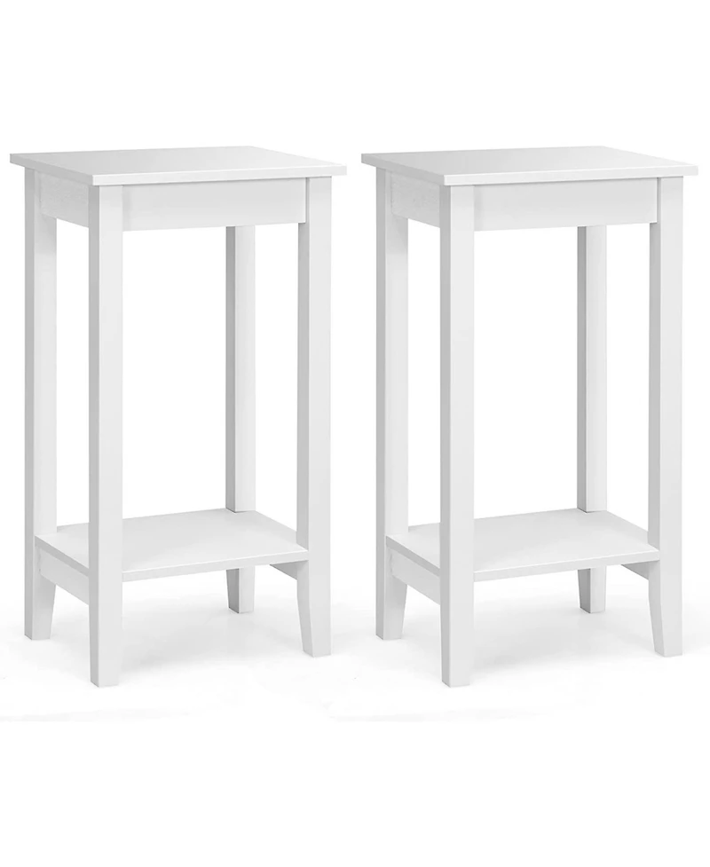 Set of 2 Versatile 2-Tier End Table with Storage Shelf