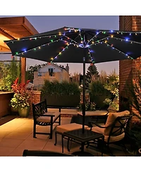 Yescom Patio Umbrella Solar String Light with Remote Control Timer Fit 8-Rib 8/9/10 Ft Outdoor 128 Rgb Led 8 Mode Camping Tents