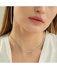 Sterling Silver Cherie Tennis Bracelet, Necklace & Drop Earrings Set