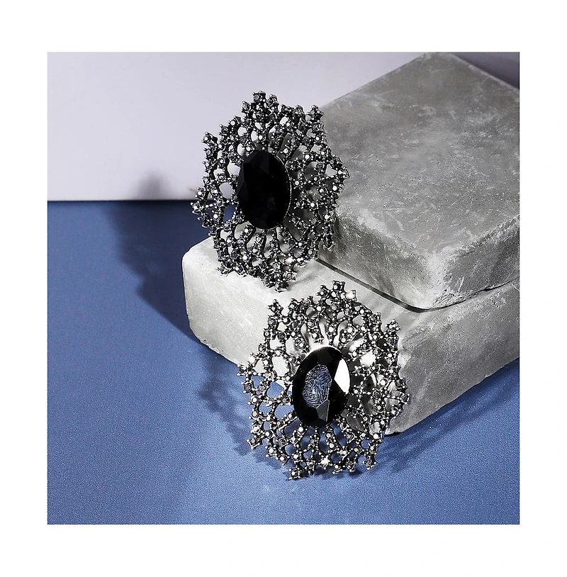 Sohi Crystal Snowflake Stud Earrings