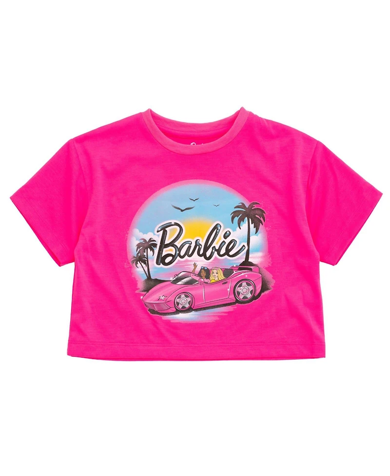 Barbie Cropped Boxy Drop Shoulder T-Shirt and Mesh Tulle Skort