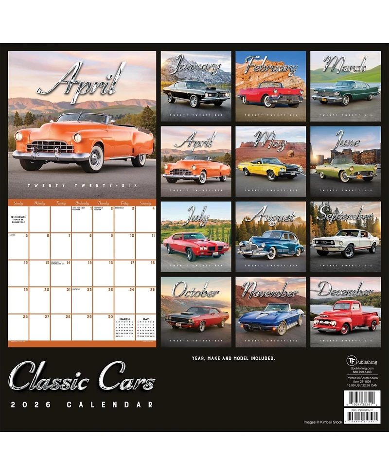 2026 Classic Cars Wall Calendar