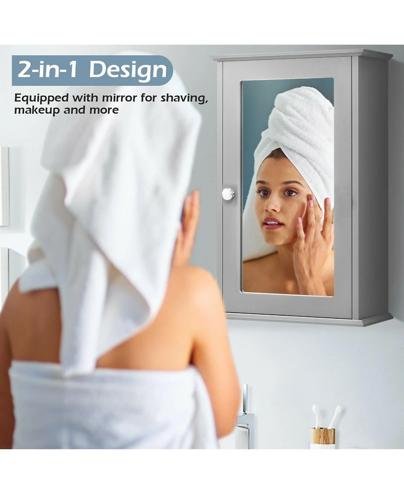 Bathroom Wall Cabinet with Single Mirror Door