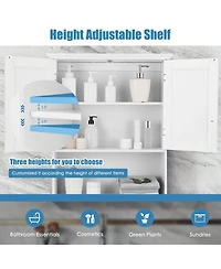 2-Door Wall Mount Bathroom Storage Cabinet with Open Shelf