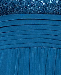B&A By Betsy and Adam Women's Lace-Top Keyhole Dress