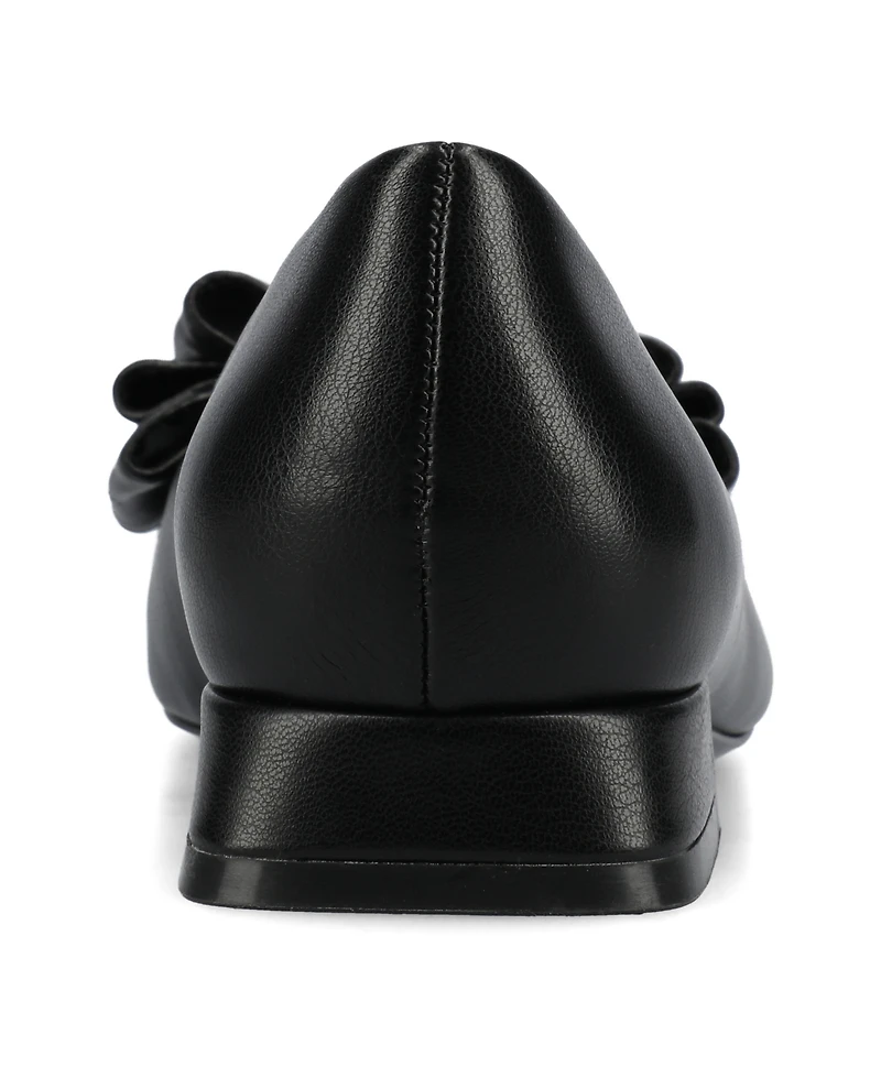 Journee Collection Women's Ophelia Bow Low Block Heel Dress Flats