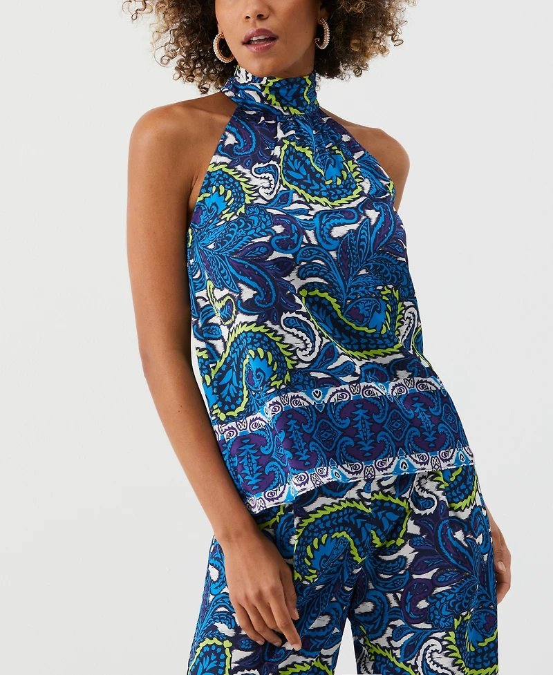 Ella Rafaella Petite Paisley Print Sleeveless Halter Top