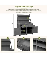 65" Garden Potting Bench - Fir Wood Workstation